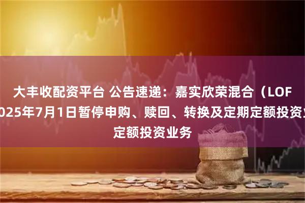 大丰收配资平台 公告速递：嘉实欣荣混合（LOF）2025年7月1日暂停申购、赎回、转换及定期定额投资业务