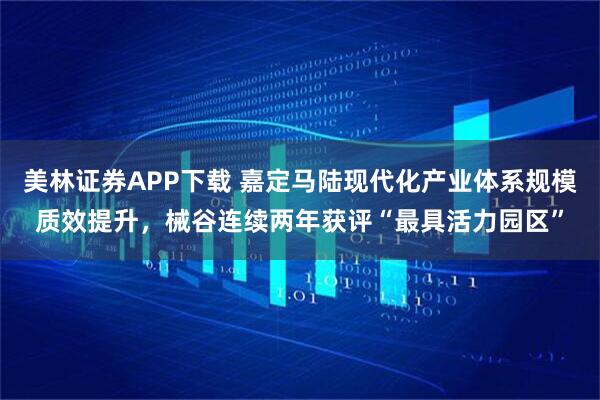 美林证券APP下载 嘉定马陆现代化产业体系规模质效提升，械谷连续两年获评“最具活力园区”